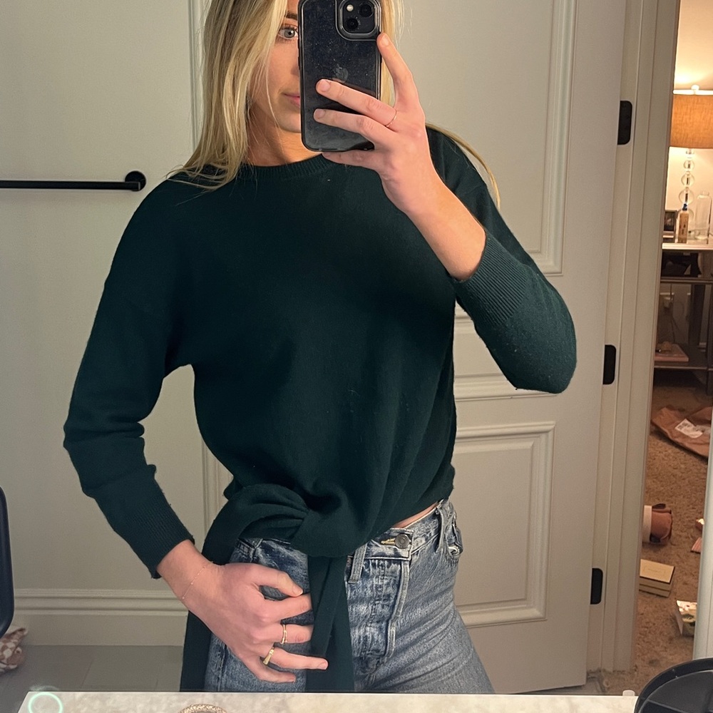 MICHELLE MASON sweater with tie. Forest green. Size small.